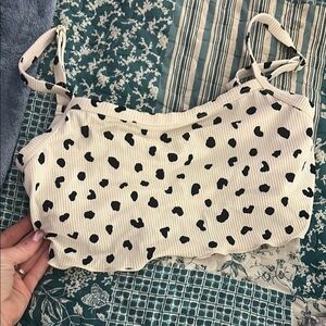 No Boundaries Cream and Black Smocked Crop Camisole